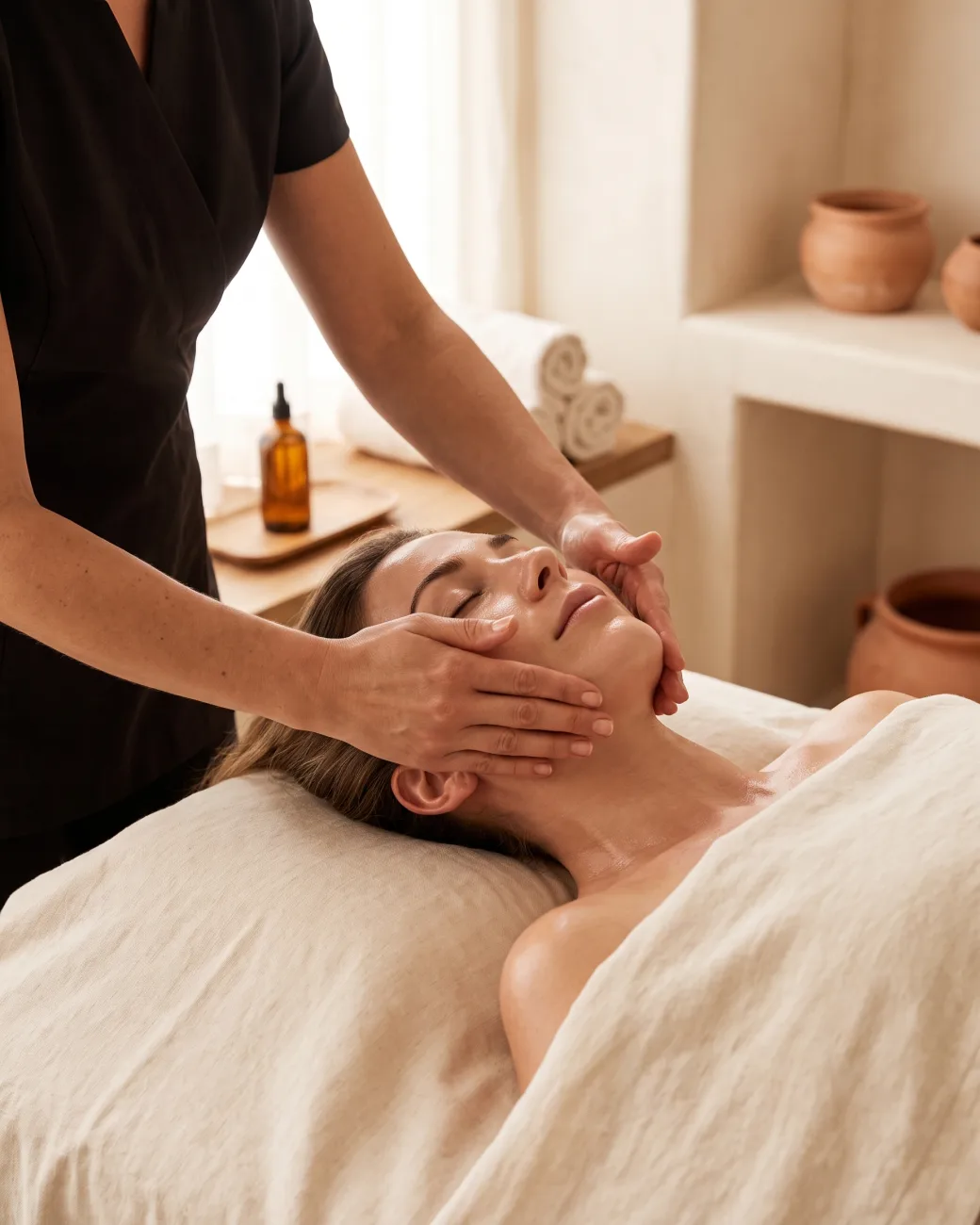 Brasilianische Lymphdrainage im Gesicht bei L'Esthétique Massage in Mönchengladbach